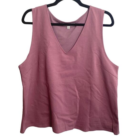 ANTHROPOLOGIE TANK TOP XL ERI & ALI PINK MAUVE V NECK SLEEVELESS LINED CASUAL - Picture 1 of 6